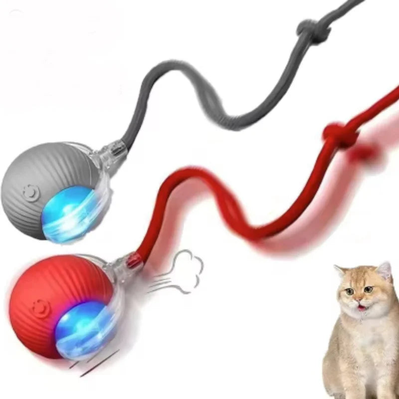 New Automatic Interactive Cat Ball Toy Rechargeable Smart Electric Rolling Ball with Faux Tail for Dog and Cat Training