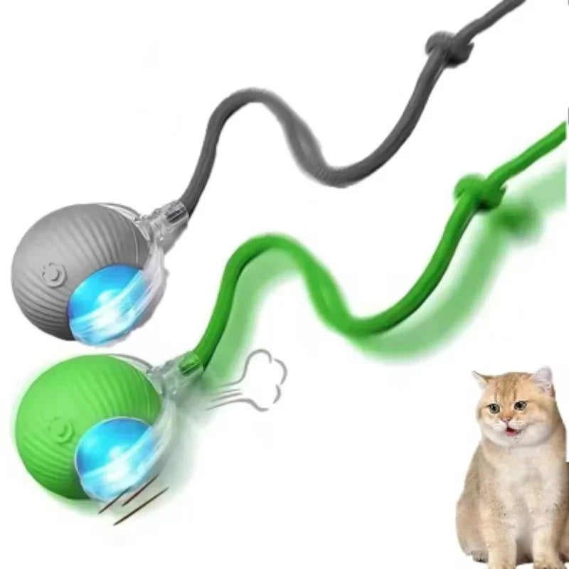 New Automatic Interactive Cat Ball Toy Rechargeable Smart Electric Rolling Ball with Faux Tail for Dog and Cat Training