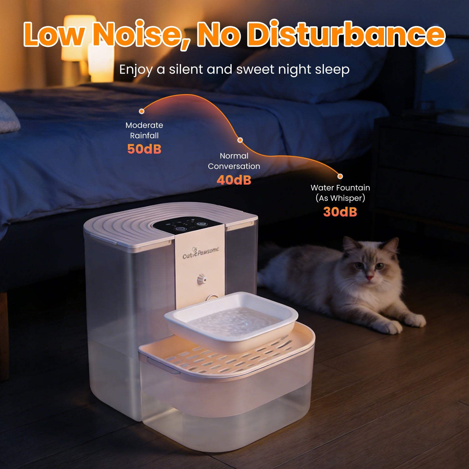 1Pc Smart Pet Water Fountain Automatic Cat Water Dispenser 4.5L Cordless Rechargeable Dog Water Fountain Self-Refill with 3 Adjustable Volume 3 Time Intervals Remote Control Cleaning Brush