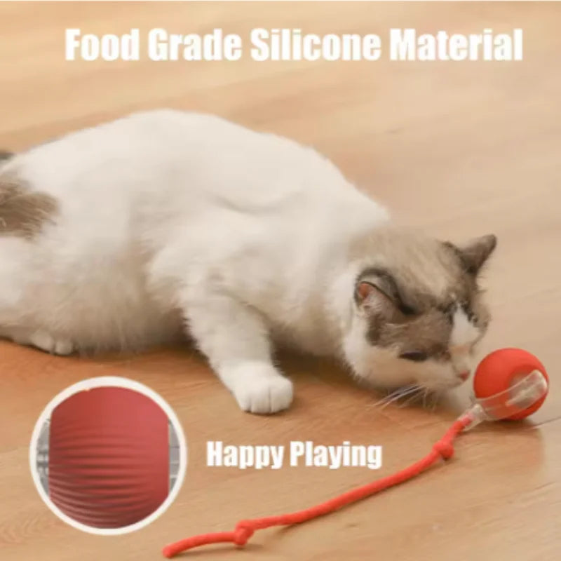 New Automatic Interactive Cat Ball Toy Rechargeable Smart Electric Rolling Ball with Faux Tail for Dog and Cat Training