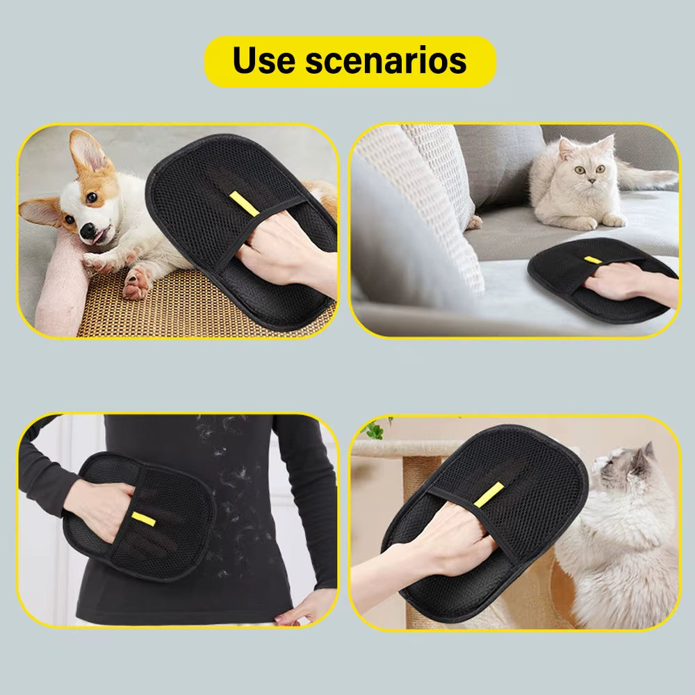 Effortlessly Remove Pet Hair with Our Reusable Double-Sided Grooming Gloves - Perfect for Carpets and Home Cleaning!