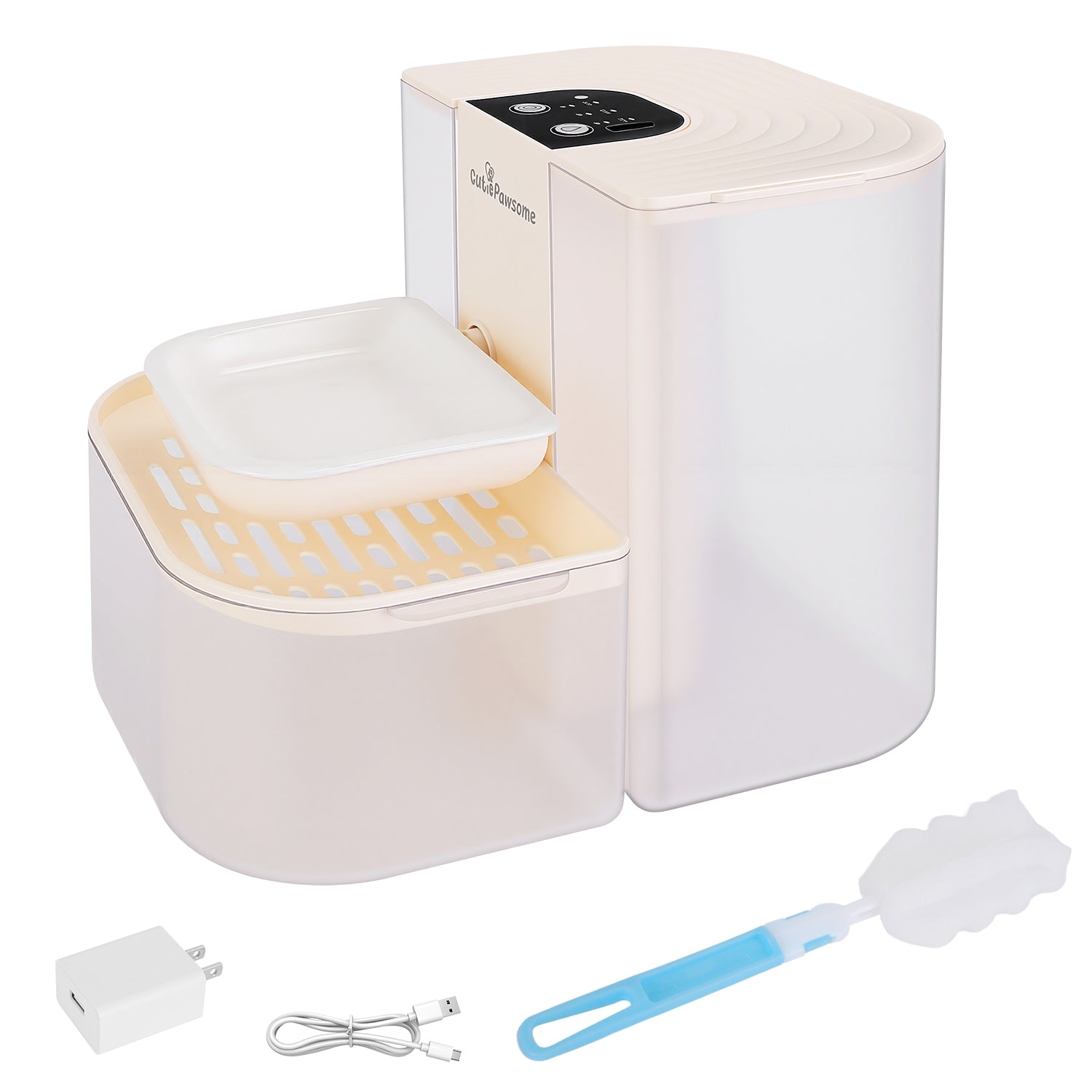 1Pc Smart Pet Water Fountain Automatic Cat Water Dispenser 4.5L Cordless Rechargeable Dog Water Fountain Self-Refill with 3 Adjustable Volume 3 Time Intervals Remote Control Cleaning Brush