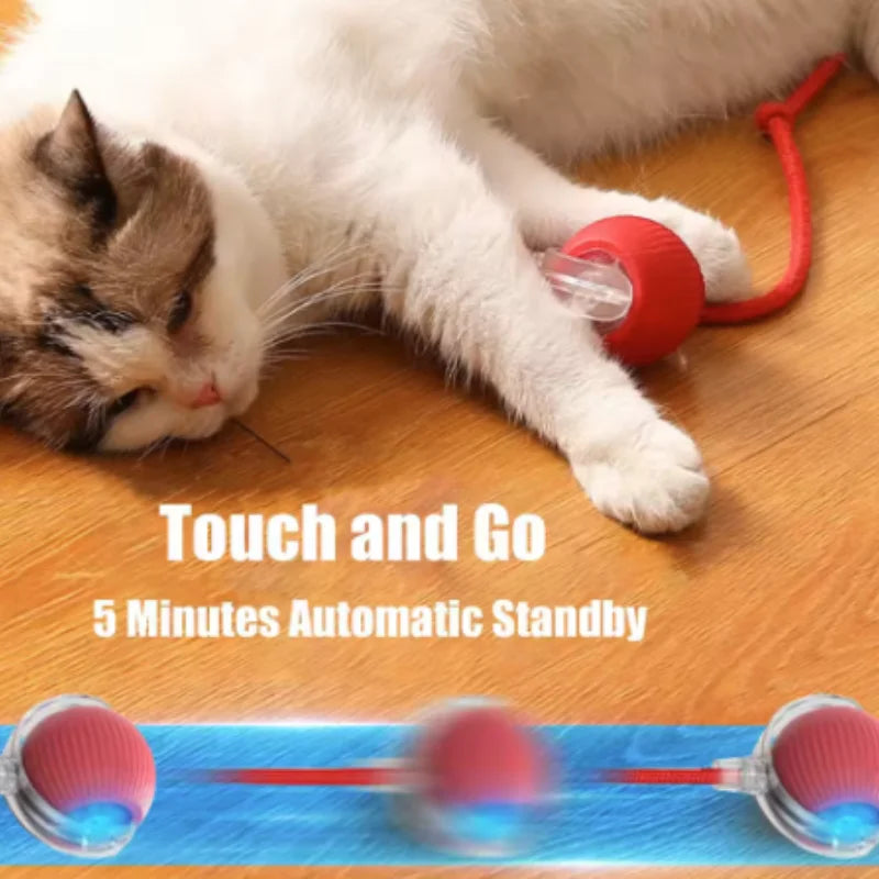 New Automatic Interactive Cat Ball Toy Rechargeable Smart Electric Rolling Ball with Faux Tail for Dog and Cat Training