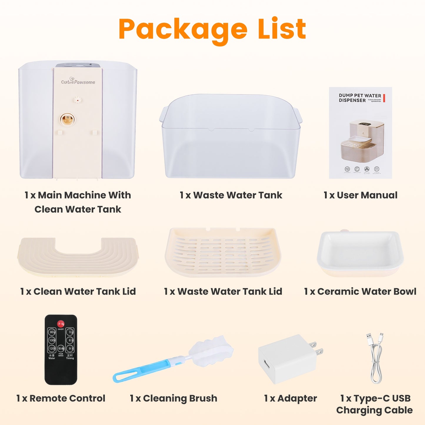 1Pc Smart Pet Water Fountain Automatic Cat Water Dispenser 4.5L Cordless Rechargeable Dog Water Fountain Self-Refill with 3 Adjustable Volume 3 Time Intervals Remote Control Cleaning Brush