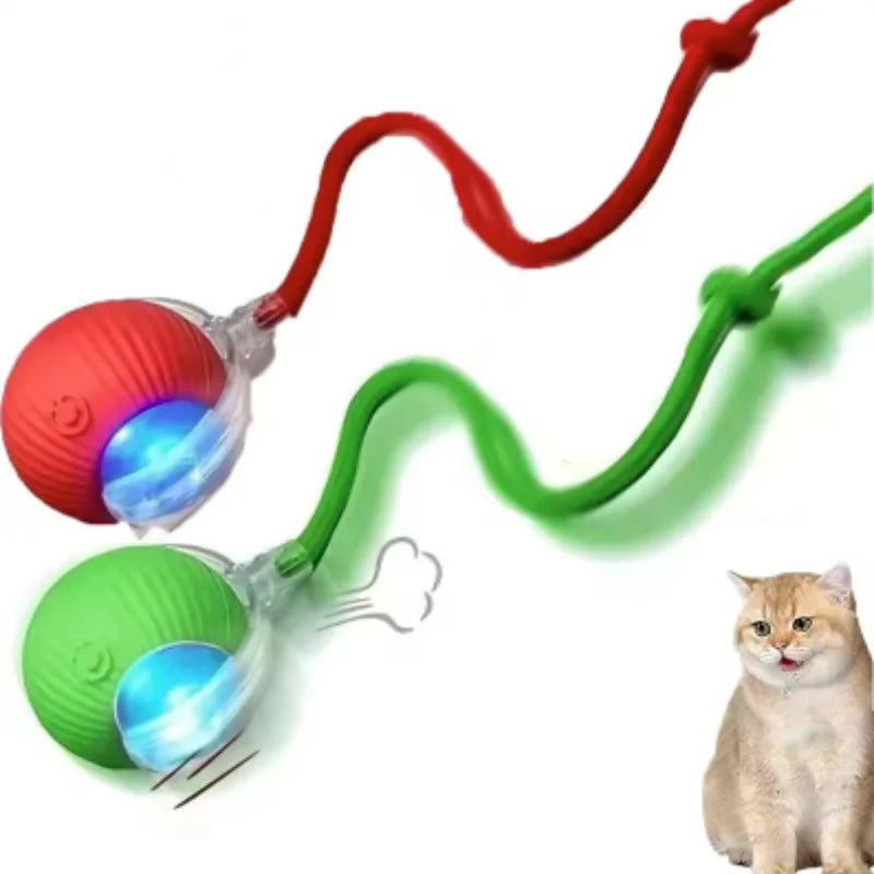 New Automatic Interactive Cat Ball Toy Rechargeable Smart Electric Rolling Ball with Faux Tail for Dog and Cat Training